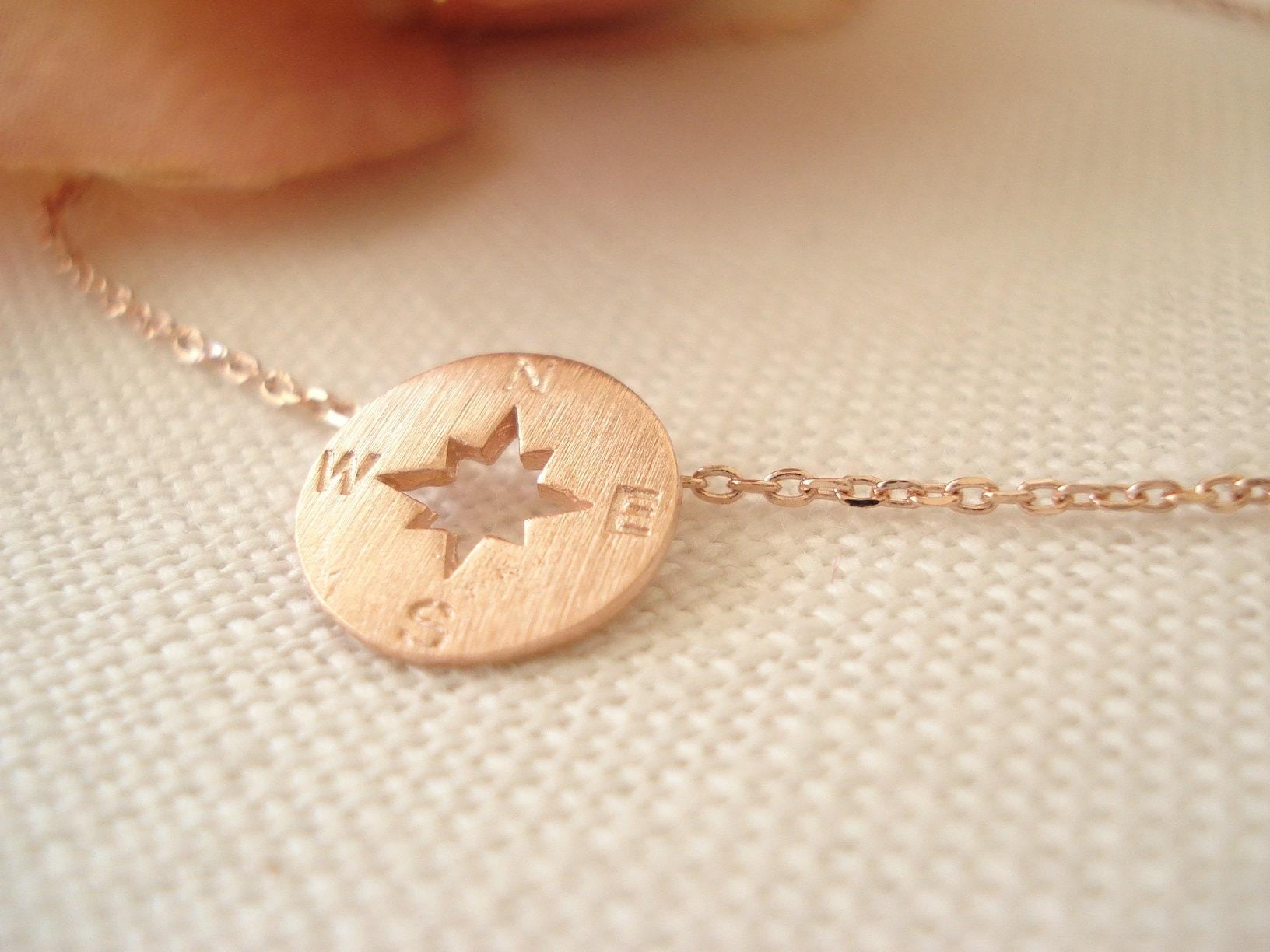 Kompass Halskette | Gold, Rosegold Oder Silber ..einfacher Handgemachter Schmuck, Alltagsschmuck, Nord, Süd, West, Ost, Brautschmuck, Brautjungfer von blueJboutique7