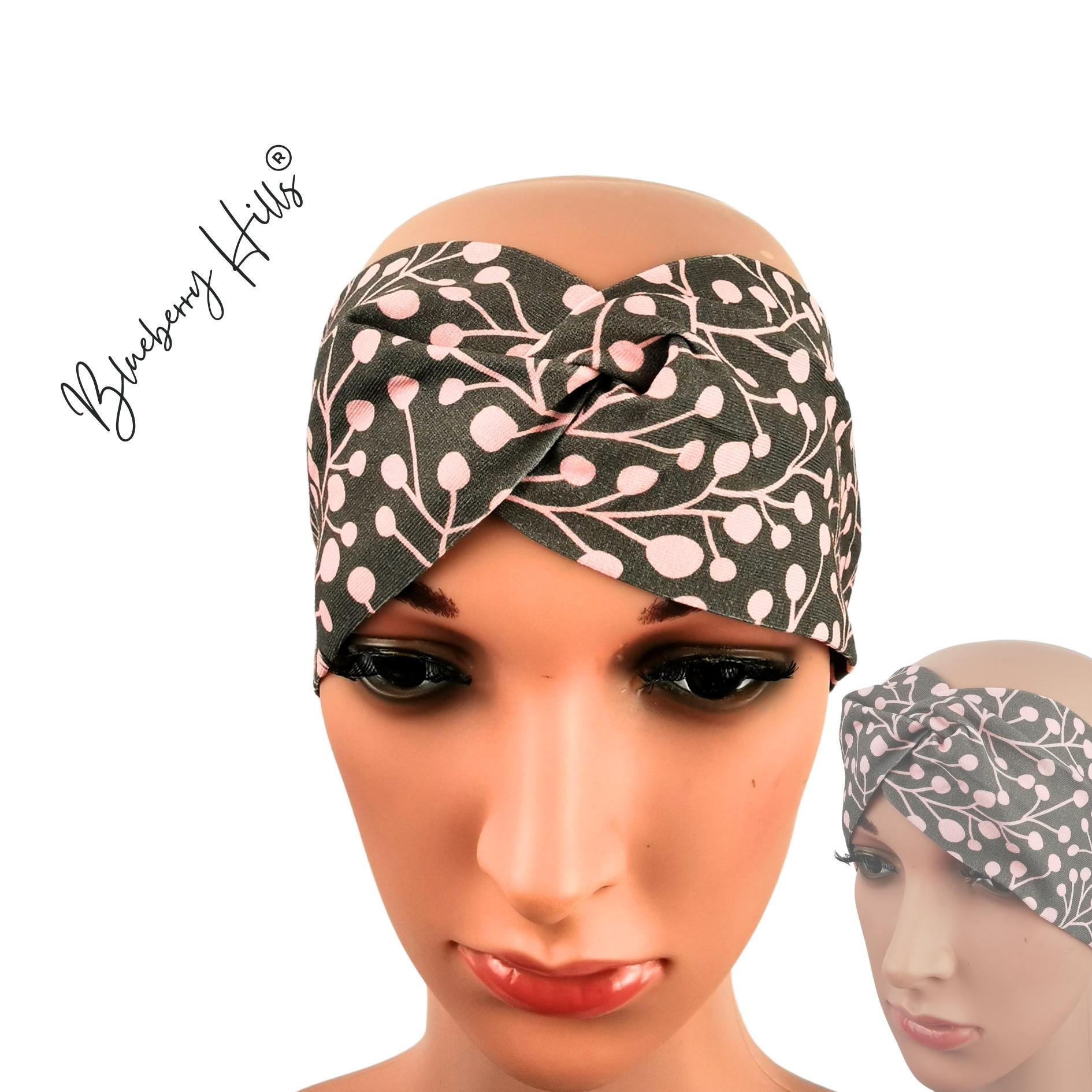 Haarband "Fjellblom" Jersey Knotenlook Grau Rosa Haarband "Fjellblom" Jersey Knotenlook Grau Rosa von blueberryhillsshop