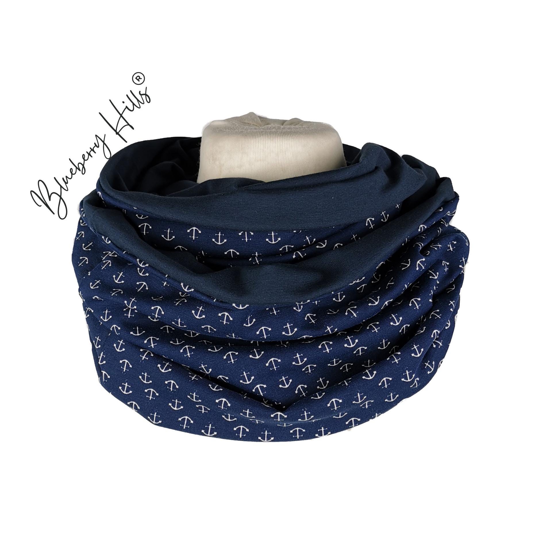 Loop "Skagen" Blau Mit Ankern Rund Jersey Schlauchschal Loop "Skagen" Blau Mit Ankern Rund Jersey Schlauchschal von blueberryhillsshop