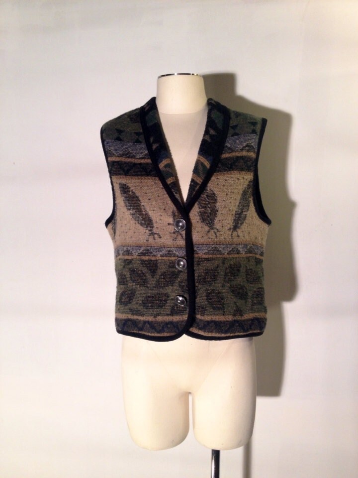 Vintage Button Up Weste/Federn Ntco Medium von bluebirdklassics