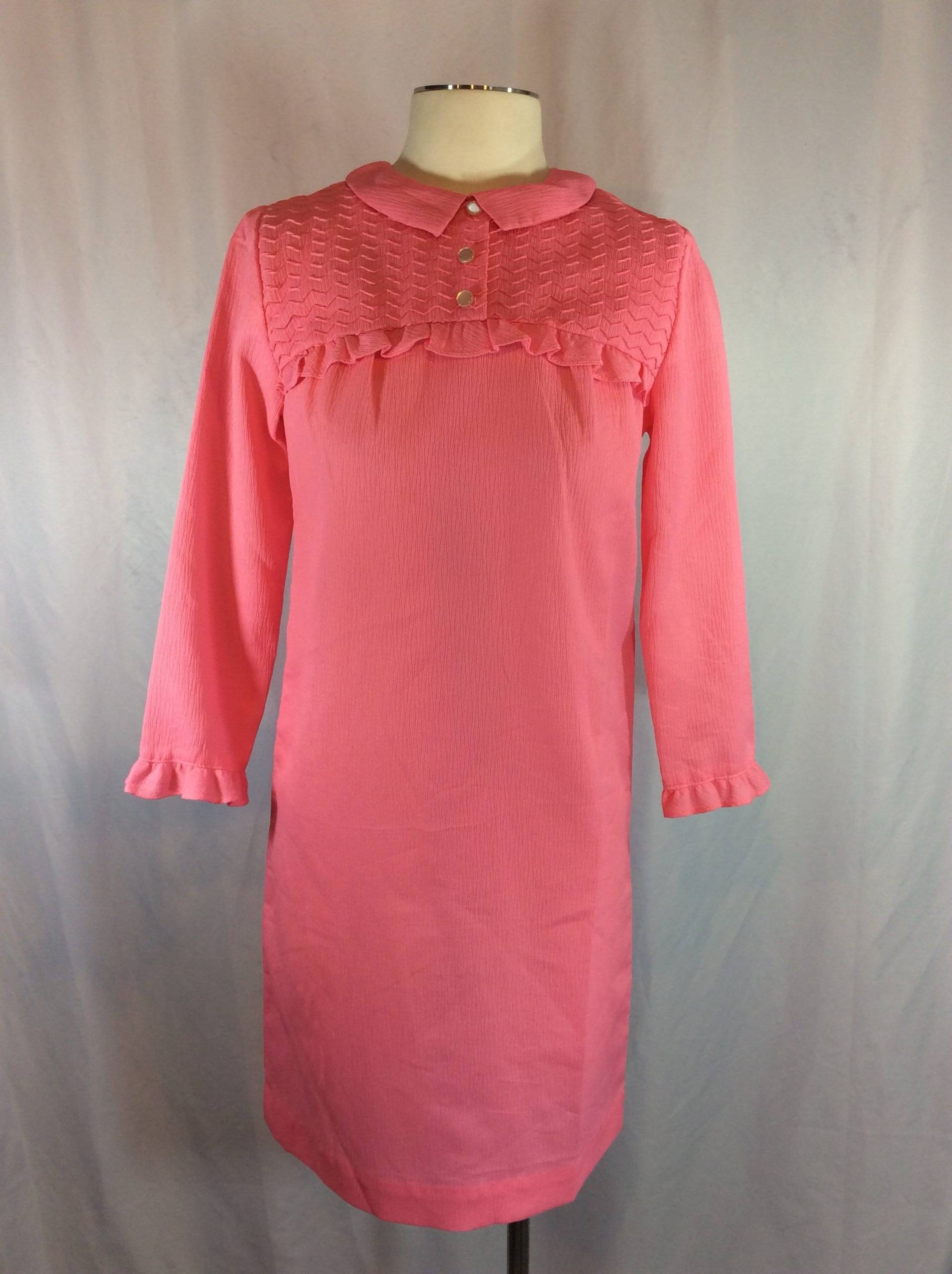 Vintage Rosa Kragen Union Gemacht Kleid Mit Rüschen von bluebirdklassics