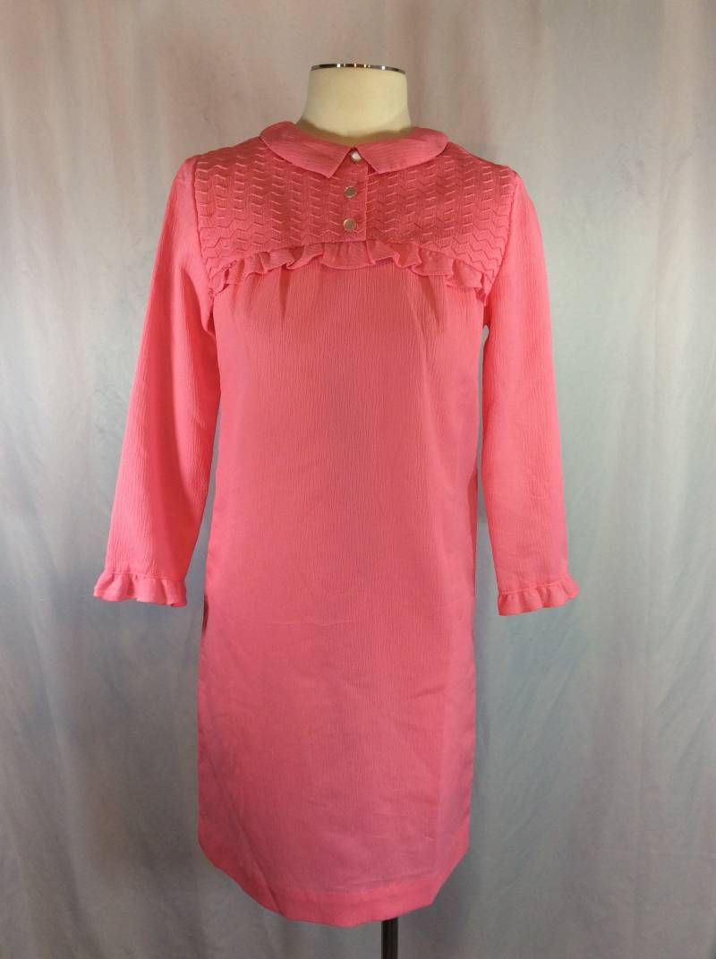 Vintage Rosa Kragen Union Gemacht Kleid Mit Rüschen von bluebirdklassics