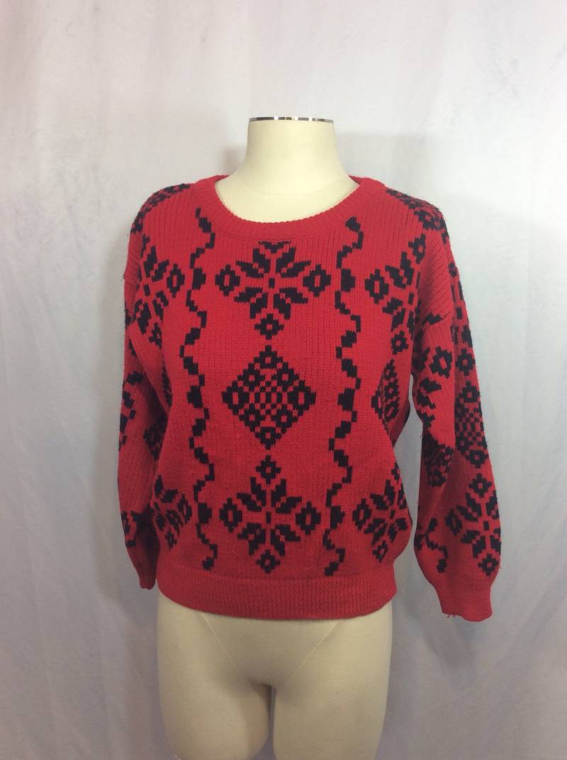Vintage Rot Und Schwarz Esprit Pullover | Mittel von bluebirdklassics