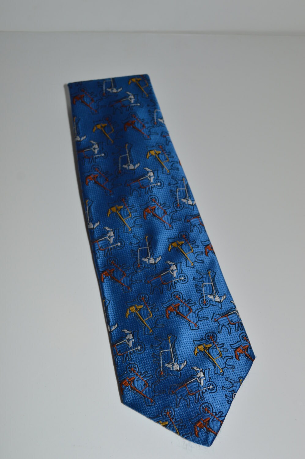 Vtg Blaues Pferd & Kutschenkrawatte/Royalblau Herrenmode Business Formale Krawatte von bluebirdklassics