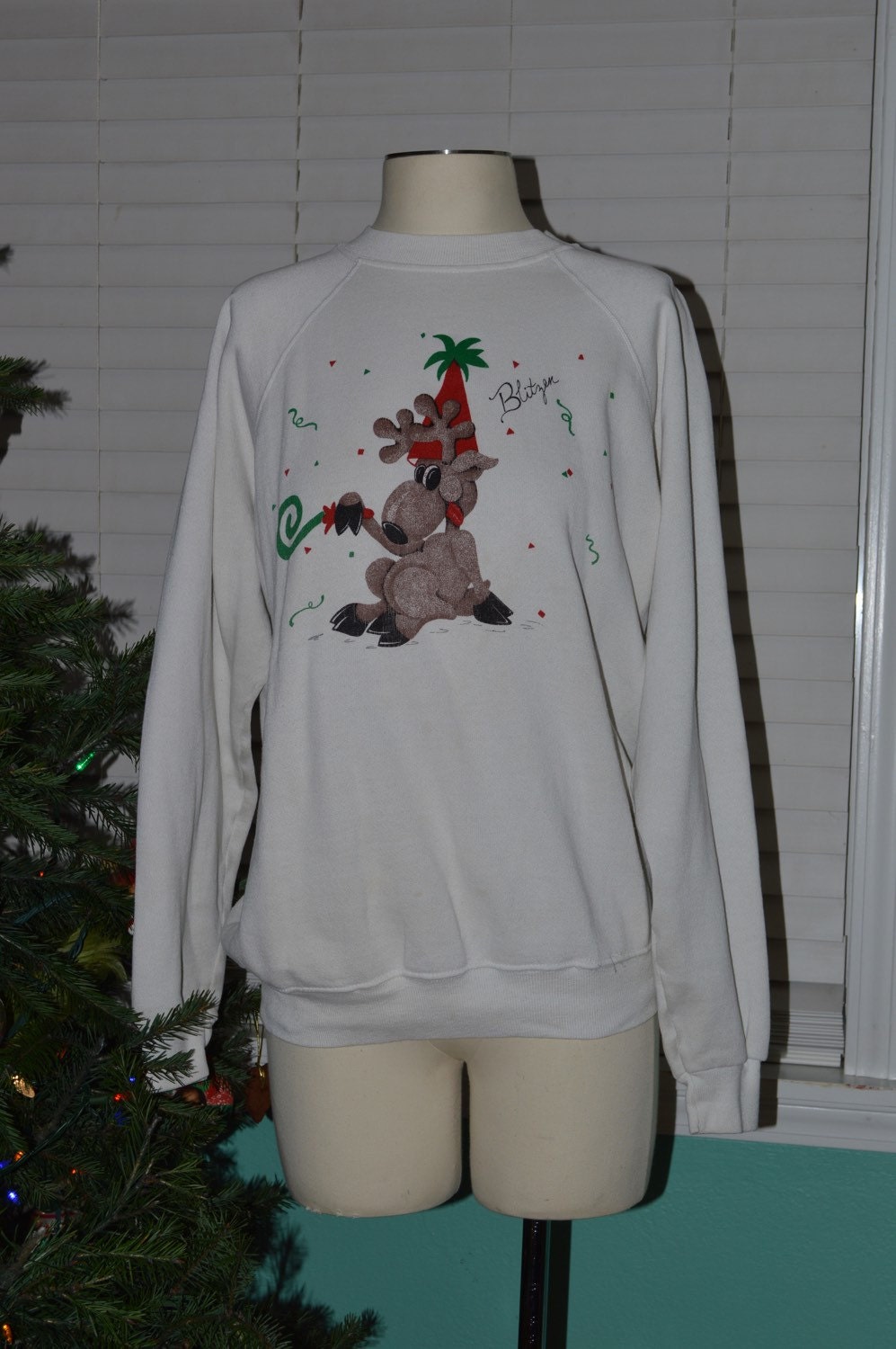 Vtg Blitzen Christmas Sweatshirt/Rentier-Party Hanes Große Größe von bluebirdklassics