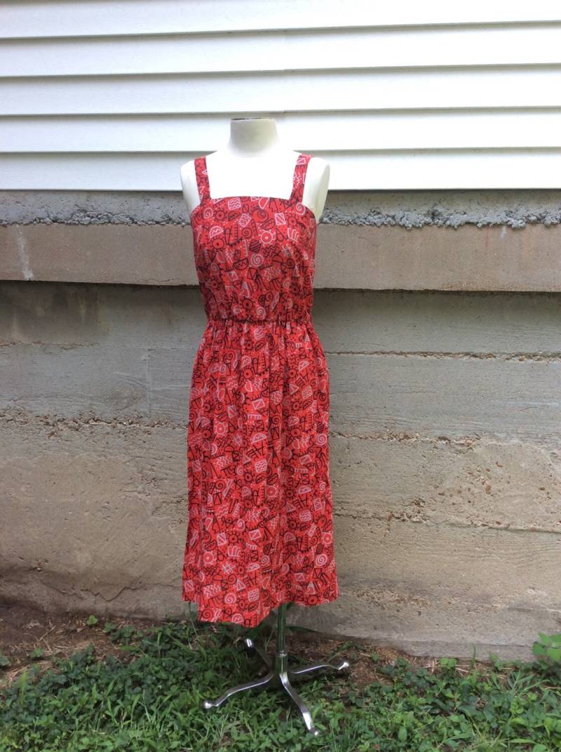 Vtg Rot Cocktailkleid/Tank Dress Via Sant Andrea Grösse 12 von bluebirdklassics