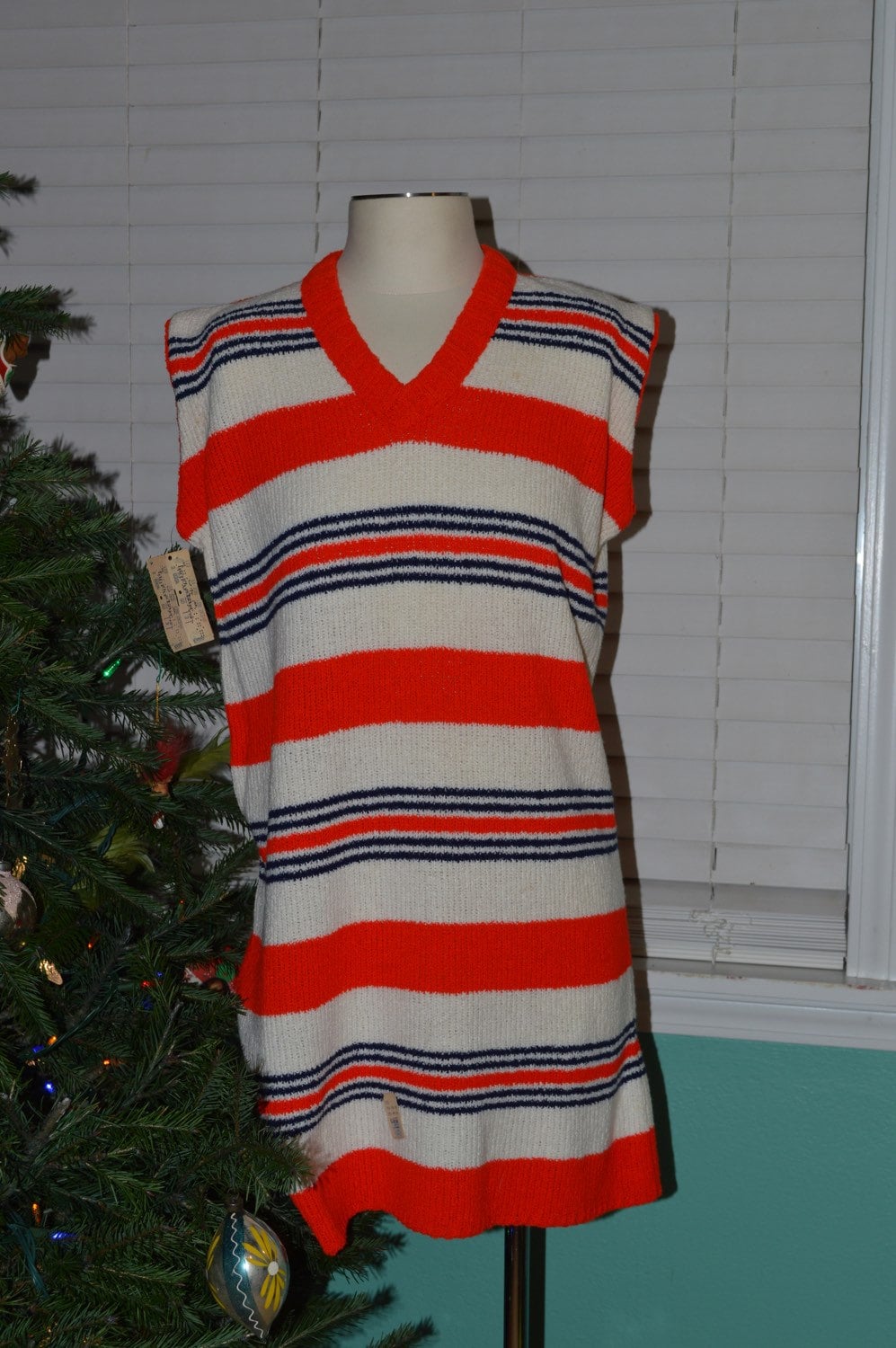 Vtg-Rot Gestreiften Pullover Kleid/Neue Mit Fanois Barr-Tags Schlüpfen Sie in Ein Bradley Knitwear Große Größe von bluebirdklassics
