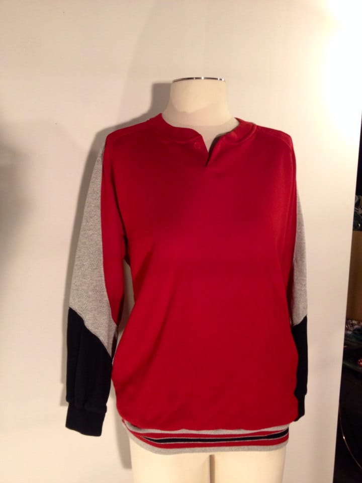 Vtg Rotes Sweatshirt Sportlich/Sport in Bewegung Sim Unisex Farbe Block von bluebirdklassics
