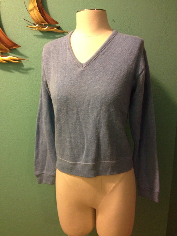 Vtg V Neck Sweater //Creslan Und Rayon/Grau Hellblau Komfortable von bluebirdklassics