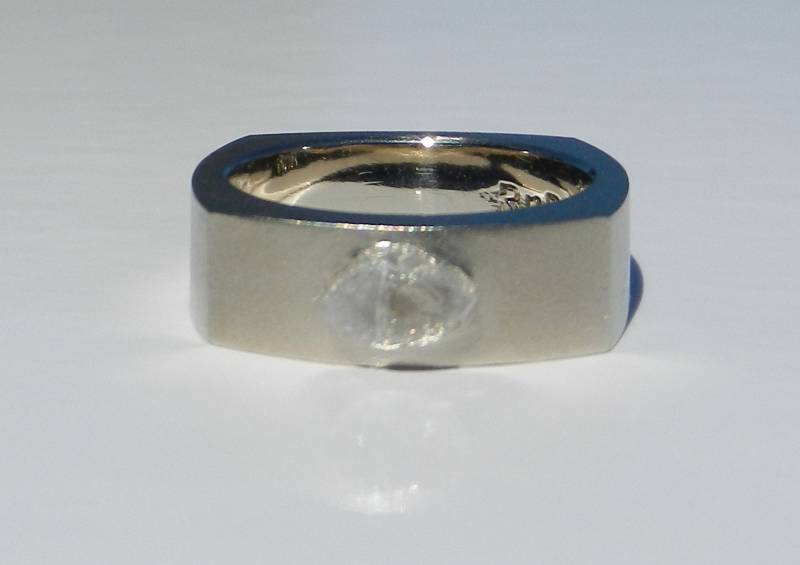 Natürlicher Unbehandelter Herren 1.37 Rohdiamant Ehering Aus 750 Weißgold - Edelsteinqualität von bluefirejewelry
