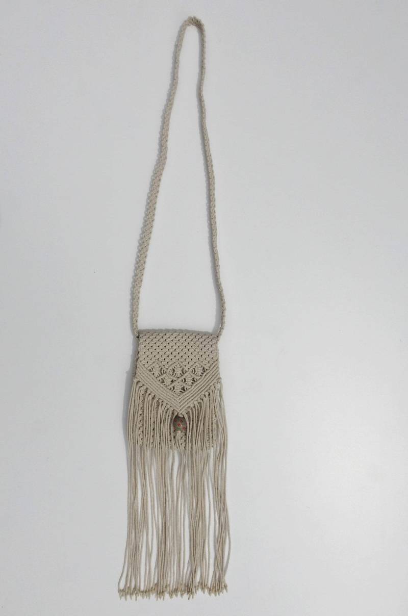 Kleine Makramee Tasche - Mit Perle Retro Und Boho Hippie Fashion von bluestitchhandmade