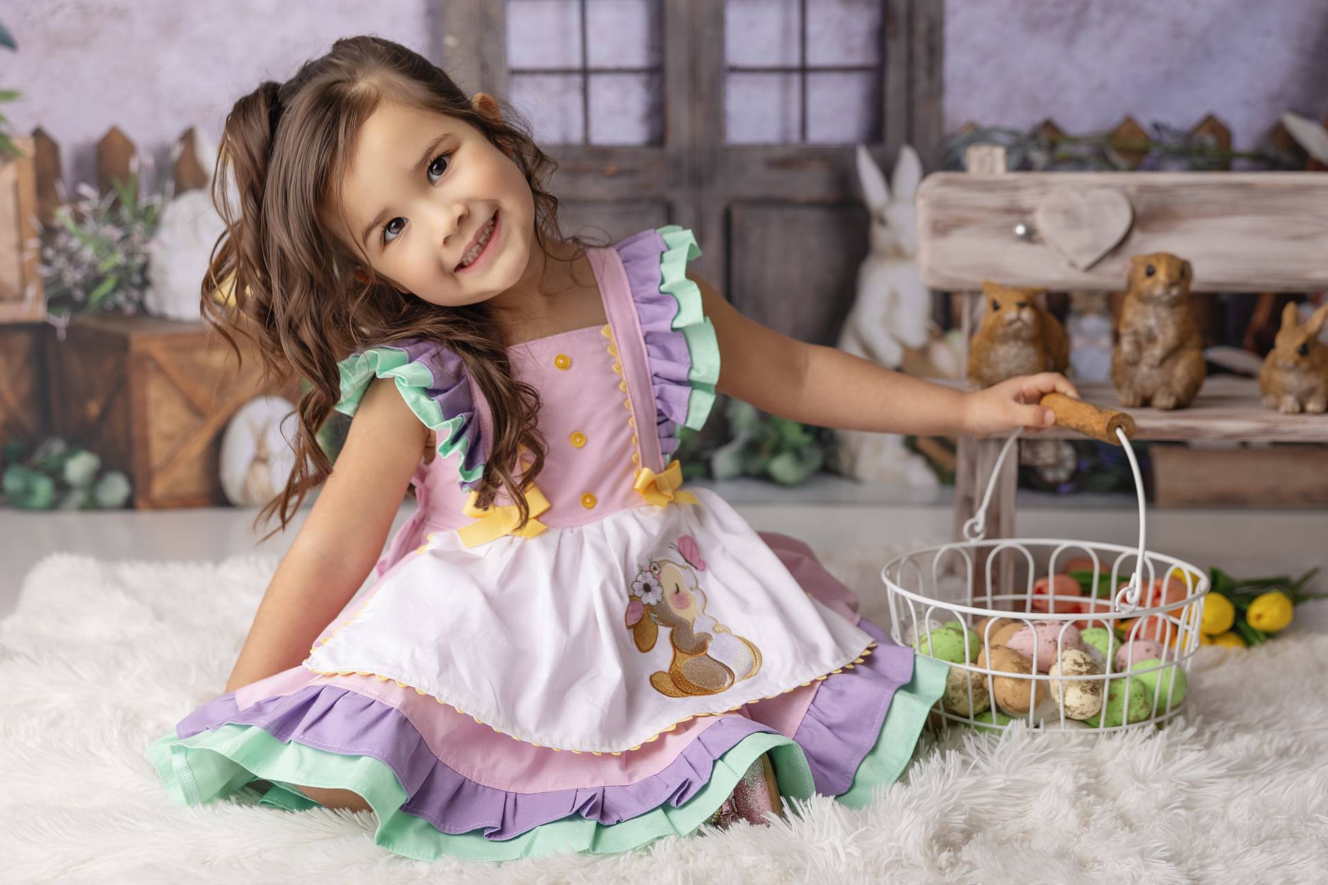 Mädchen Osterkleid, Häschenkleid, Frühlingskleid, Hübsches Baby Süßes Frühlingskleid von blumoondesign