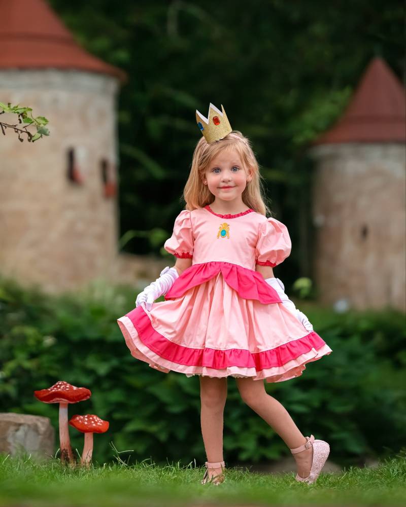 Mädchen Prinzessin Peach Kostüm, Peach, Cosplay, Kleinkind Kleid von blumoondesign