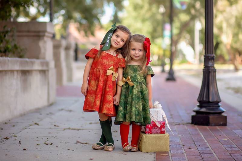 Mädchen Weihnachtskleid, Glitzernde Rote Grüne Ausgefallene Weihnachtskleid von blumoondesign
