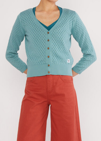 Blutsgeschwister Lochstrick Cardigan Sweet Petite - Traditional Teal Knit von blutsgeschwister