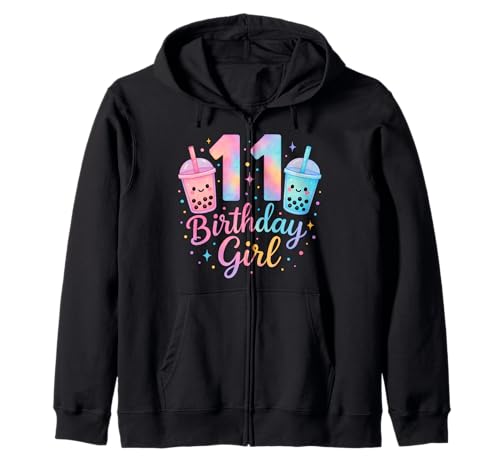 Bubble Boba Tea Sweet 11 Years Old 11th Birthday Girls Kapuzenjacke von boba tea 11th birthday Girl