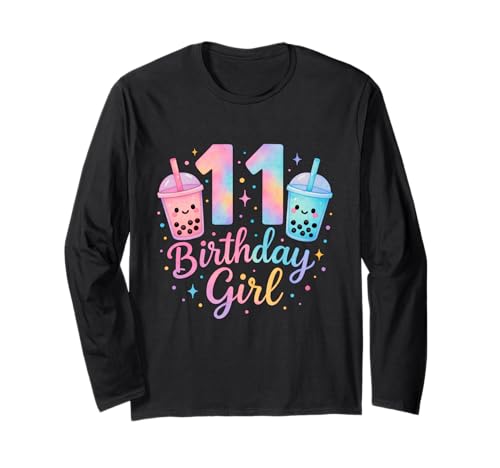 Bubble Boba Tea Sweet 11 Years Old 11th Birthday Girls Langarmshirt von boba tea 11th birthday Girl