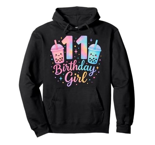 Bubble Boba Tea Sweet 11 Years Old 11th Birthday Girls Pullover Hoodie von boba tea 11th birthday Girl