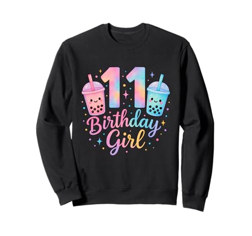 Bubble Boba Tea Sweet 11 Years Old 11th Birthday Girls Sweatshirt von boba tea 11th birthday Girl