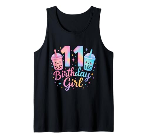 Bubble Boba Tea Sweet 11 Years Old 11th Birthday Girls Tank Top von boba tea 11th birthday Girl