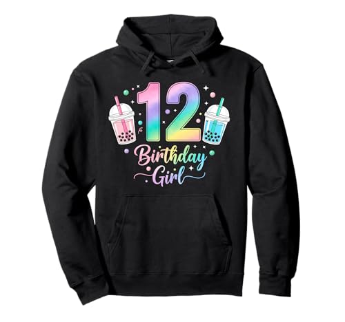 Bubble Boba Tea Sweet 12 Years Old 12th Birthday Girls Pullover Hoodie von boba tea 12th birthday Girl