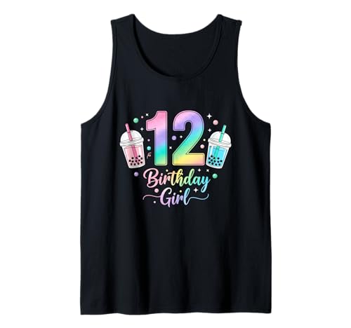 Bubble Boba Tea Sweet 12 Years Old 12th Birthday Girls Tank Top von boba tea 12th birthday Girl