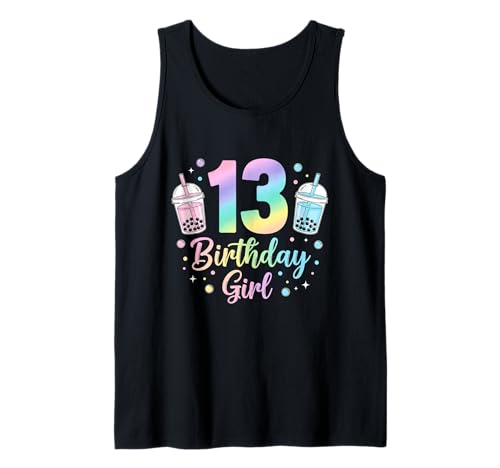 Bubble Boba Tea Sweet 13Years Old 13th Birthday Girls Tank Top von boba tea 13th birthday Girl