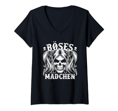 Damen böses mädchen T-Shirt mit V-Ausschnitt Damen böses mädchen T-Shirt mit V-Ausschnitt von böses mädchen tshirt