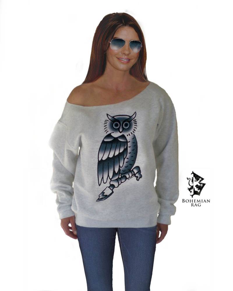 Sale Owl Tattoo Off The Shoulder Sweatshirt, Boho Ots Sweatshirt Von Bohemianrag Sale Owl Tattoo Off The Shoulder Sweatshirt, Boho Ots Sweatshirt Von Bohemianrag von bohemianrag