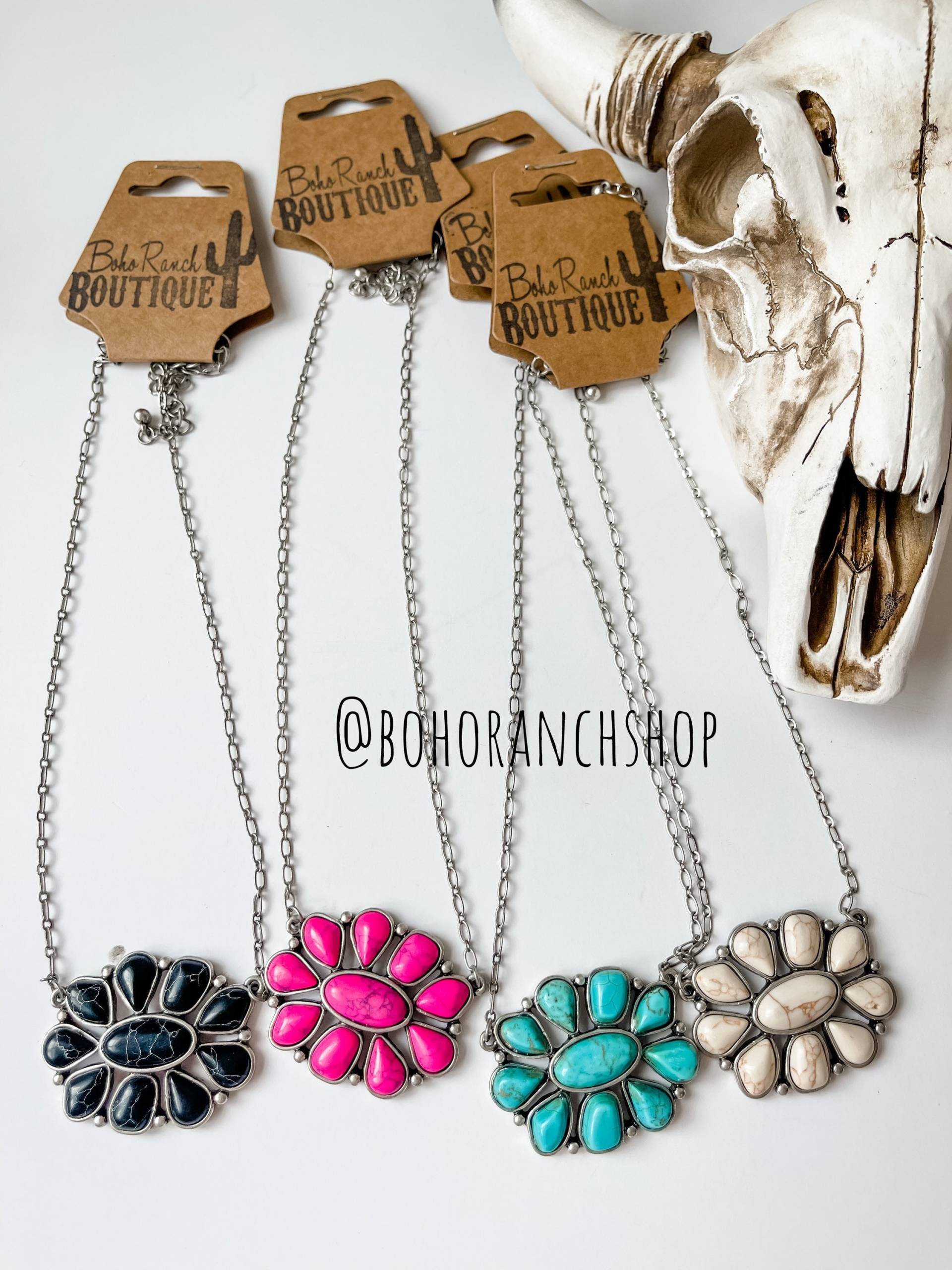 Concho Halskette Medium Semi Stone Concho Anhänger Halskette Southwestern Schmuck Western von bohoranchshop