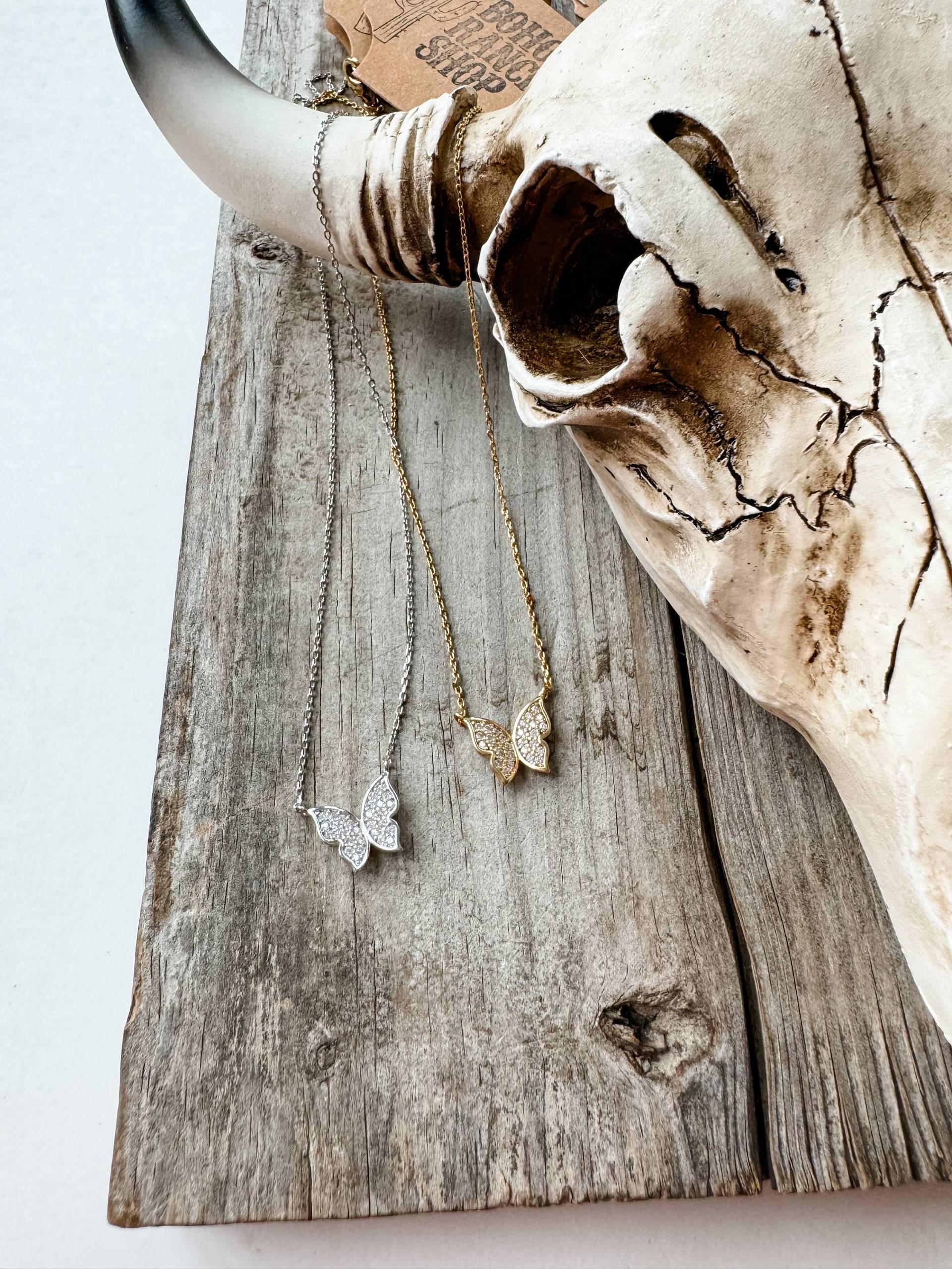 Cz Schmetterling Zierliche Halskette | Western Zubehör Schmuck Ausdrucksstarke Geschenkidee von bohoranchshop