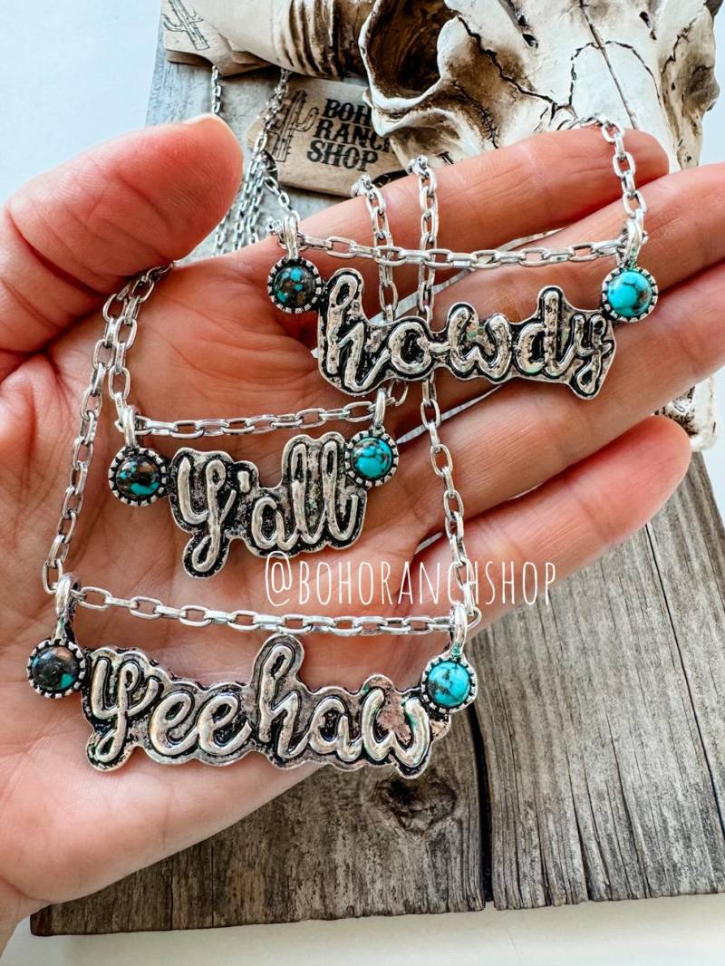 Howdy Yall Yeehaw Halskette | Western-Kette Zubehör Schmuck Ausdrucksstarke Geschenkidee von bohoranchshop