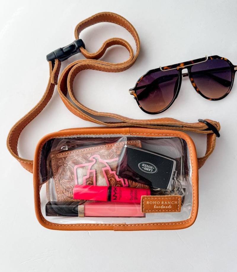 Kacey Klsur Fanny | Gürteltasche - Bauchtasche Rindsleder Western Festival Konzerttasche Geldbörse Stadion Transparent Game Day Vinyl von bohoranchshop