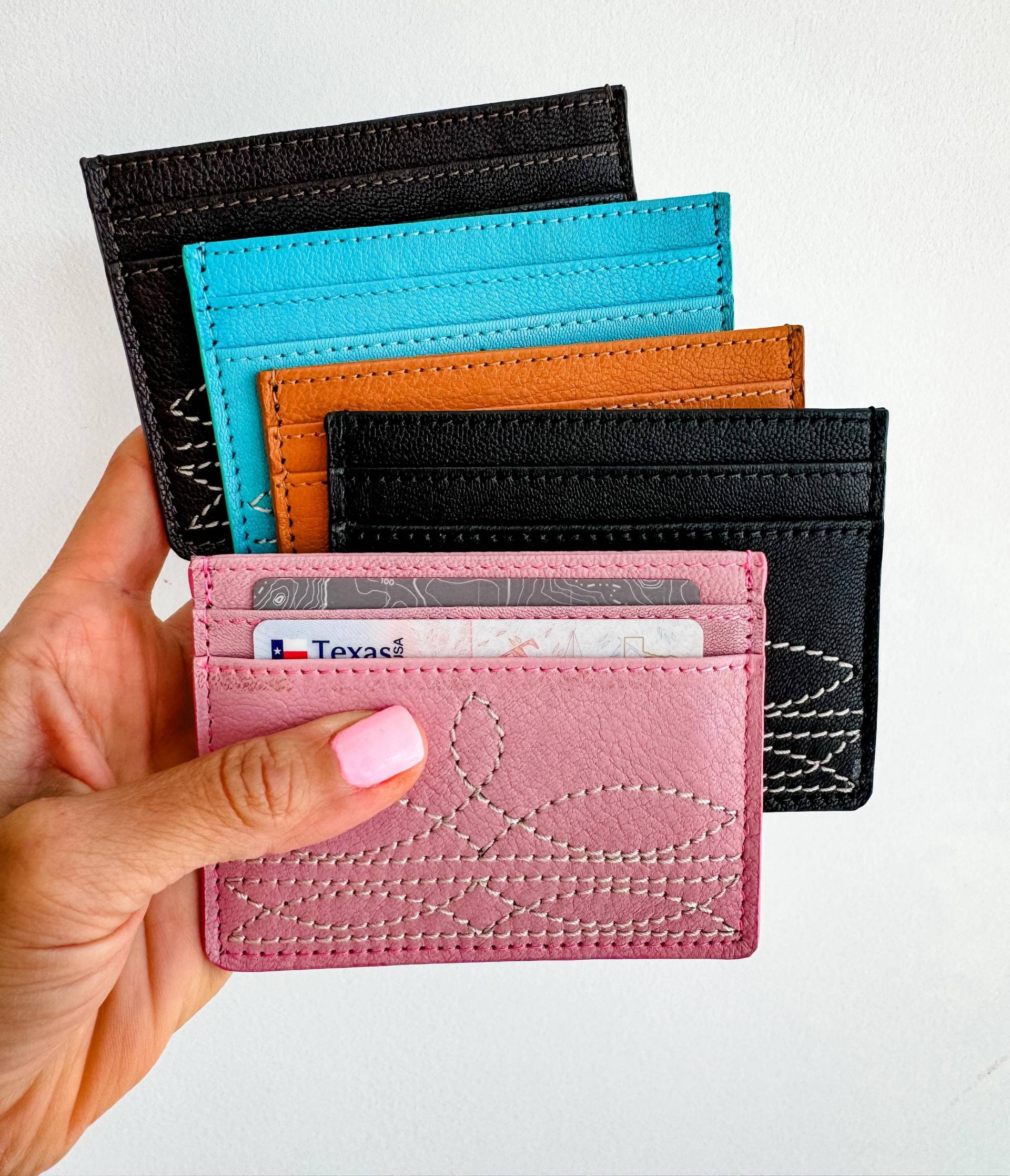 Leder Cc-Halter | Boot Stitch - 100 % Echtes Leder Kreditkartenetui, Kreditkartenhalter Geschenkidee Geschenke Für Sie Him, Unisex von bohoranchshop