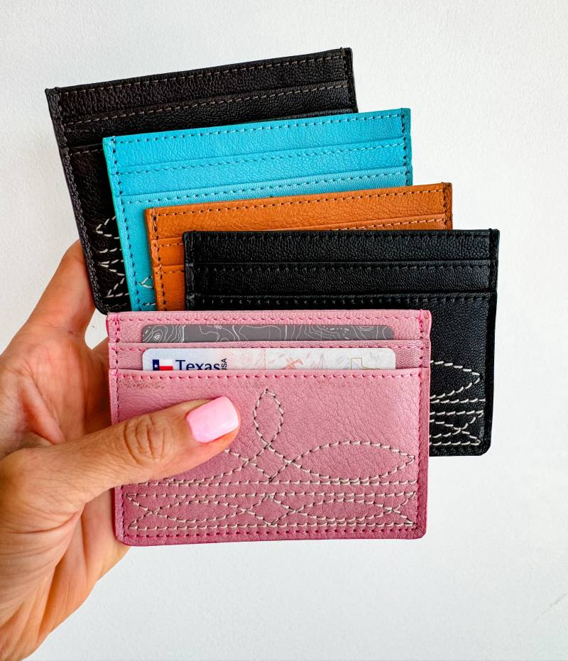 Leder Cc-Halter | Boot Stitch - 100 % Echtes Leder Kreditkartenetui, Kreditkartenhalter Geschenkidee Geschenke Für Sie Him, Unisex von bohoranchshop