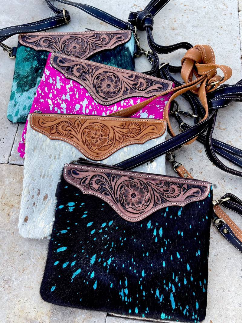 Leder Crossbody Leder-Clutch-Clutch Crossbody | Messenger Fringe Wristlet Rindsleder Geldbörse Tasche Western Ausdrucksstark von bohoranchshop