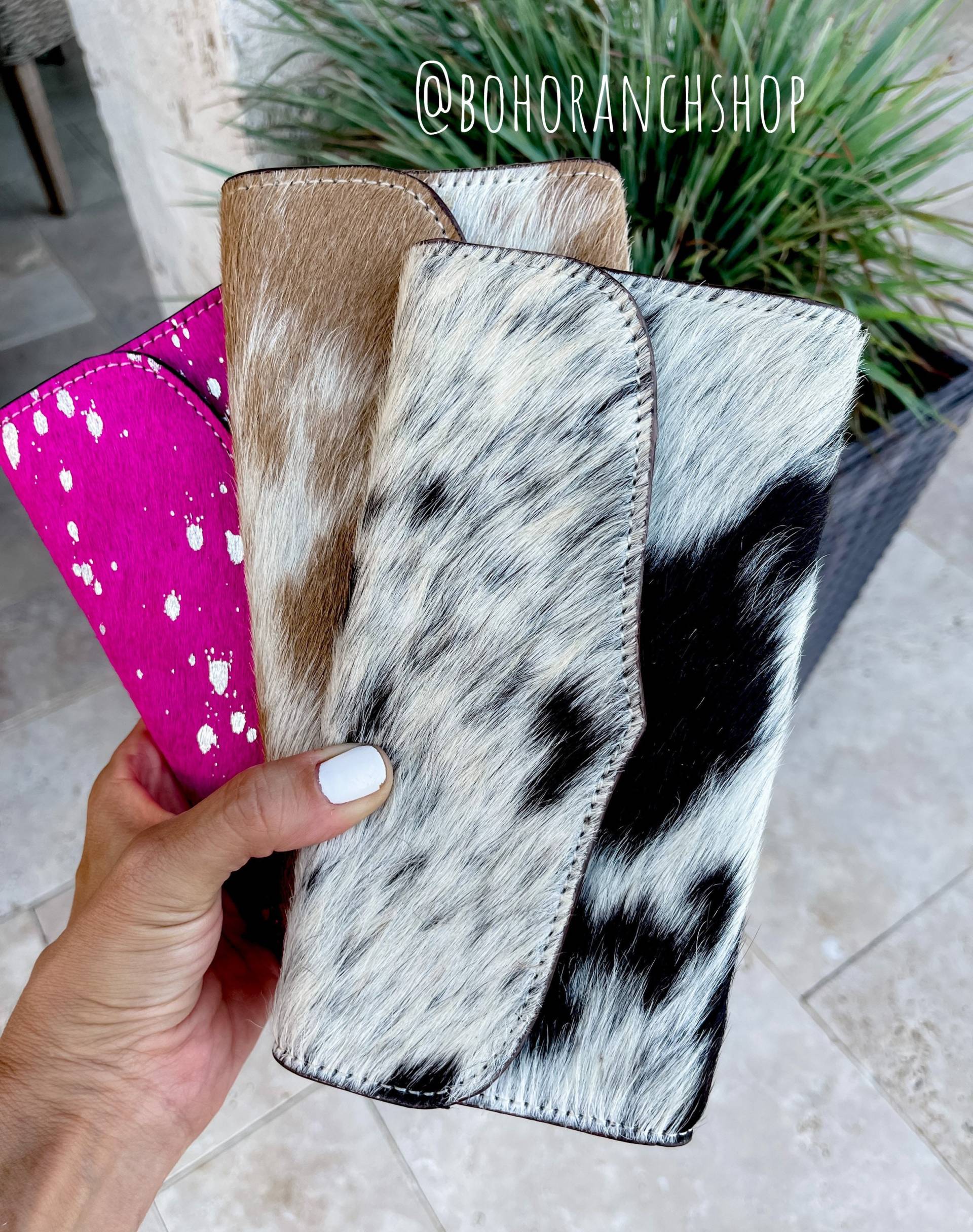 Rindsleder Geldbörse | Doppelseitig Haar Auf Fell 100 % Echtes Leder Visitenkartenhalter Scheckkartenhalter Geschenkidee Geschenke Für Sie Ihn von bohoranchshop