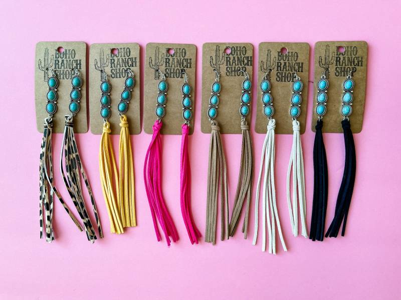 Tassel Fringe Ohrringe - Teardrop Stein Perlen Western Party Ohrringe Statement von bohoranchshop