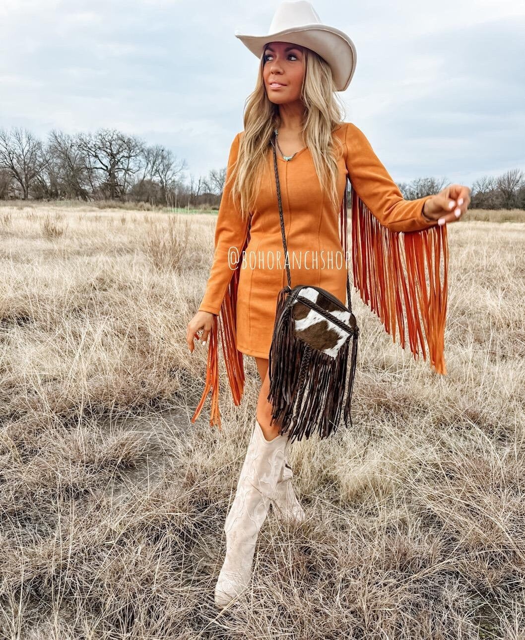 The Megan Crossbody Rindsleder Westerntasche Crossbody Rindsledertasche Messenger Fringe Umhängetasche von bohoranchshop