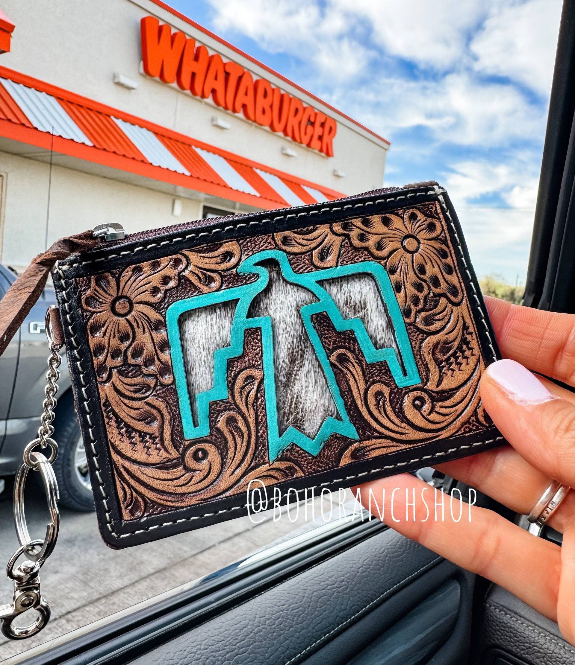 Thunderbird Longhorn Keychain Braune Geldbörse | Echtes Haar Auf Freebird Rindsleder Schlüsselanhänger Kreditkarte Bargeldhalter Münze Beutel von bohoranchshop