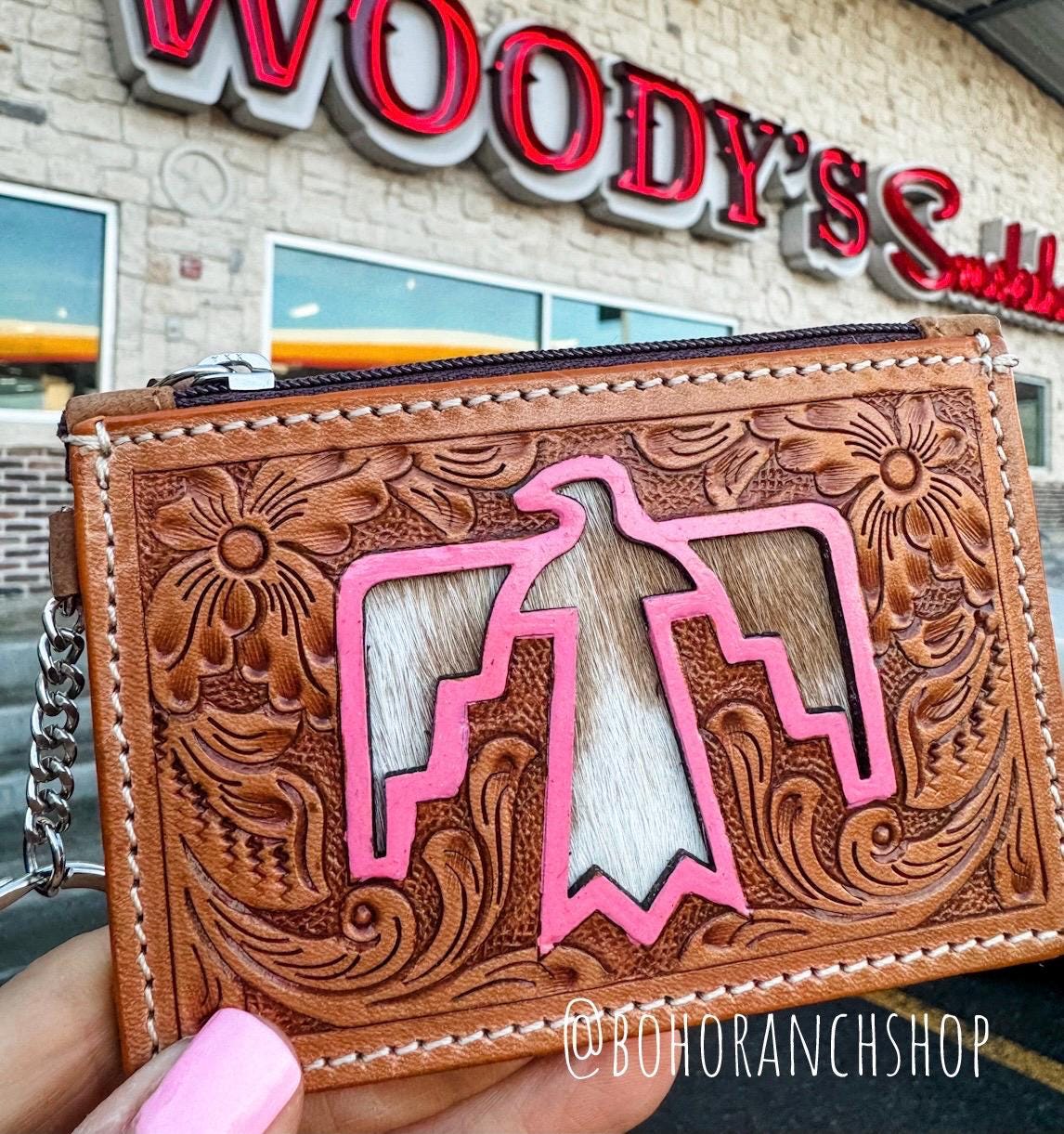 Thunderbird Longhorn Keychain Gelbe Geldbörse | Echtes Haar Auf Freebird Rindsleder Schlüsselanhänger Kreditkarte Bargeldhalter Münze Beutel von bohoranchshop