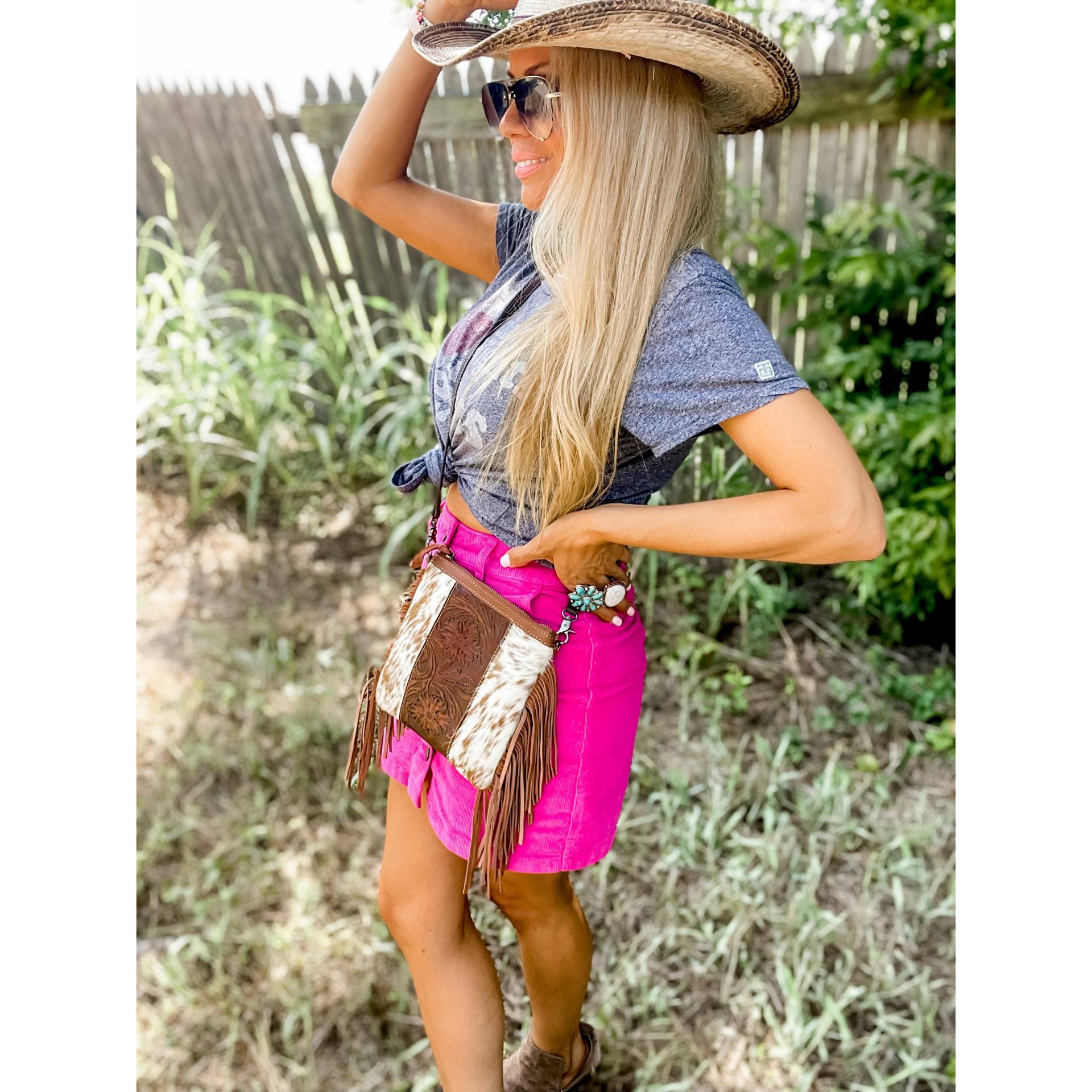 Western Echte Blumen Punzierte Fransen Leder Rindsleder Crossbody Messenger Fringe Geldbörse Tasche Rodeo Kostenloser Versand Südwesten von bohoranchshop