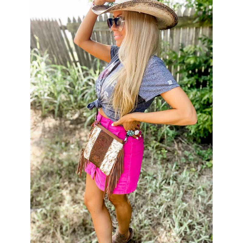 Western Echte Blumen Punzierte Fransen Leder Rindsleder Crossbody Messenger Fringe Geldbörse Tasche Rodeo Kostenloser Versand Südwesten von bohoranchshop