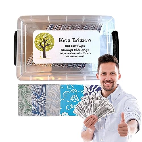 100 Stück Dollarscheinhalter - Geldsparbox,Banknotenhüllen-Umschlag-Challenge-Kit, 100 Stück Geldsammelhüllen mit Aufbewahrungsbox für Familienbudget, Reisekasse Boiler von boiler