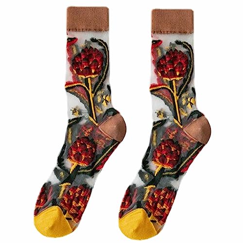 Blumensocken Damen - Atmungsaktive 3D-Belüftungs-Söckchen - Lässige Kleidersocke für Damen, bestickte Blumenmuster-Socken für Sommerfrauen Boiler von boiler