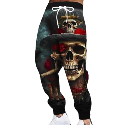 boiszeda Coole Ausgefallene Hosen Herren Gothic-Totenkopf-Muster 3D Druck Kordelzug Elastische Taille Hose Jogger Hose boiszeda Coole Ausgefallene Hosen Herren Gothic-Totenkopf-Muster 3D Druck Kordelzug Elastische Taille Hose Jogger Hose von boiszeda