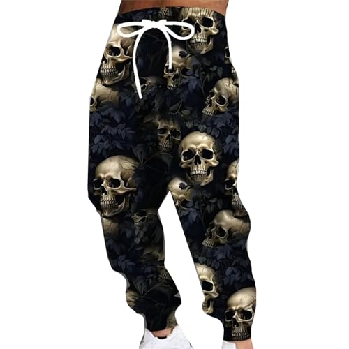 boiszeda Coole Ausgefallene Hosen Herren Gothic-Totenkopf-Muster 3D Druck Kordelzug Elastische Taille Hose Jogger Hose boiszeda Coole Ausgefallene Hosen Herren Gothic-Totenkopf-Muster 3D Druck Kordelzug Elastische Taille Hose Jogger Hose von boiszeda
