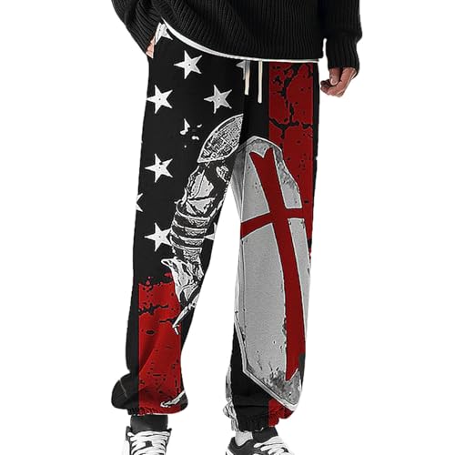 boiszeda Hosen für Männer Retro Wikinger Ritter 3D Druck Kordelzug Elastische Taille Hose Jogger Hose von boiszeda