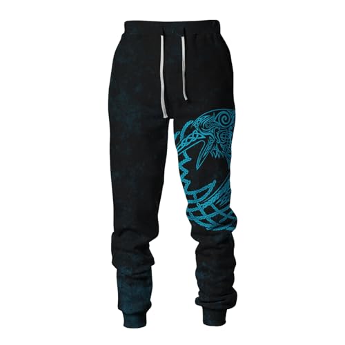 boiszeda Wikingerhosen für Männer Retro Nordische Mythologie Wikinger 3D Druck Kordelzug Elastische Taille Hose Jogger Hose von boiszeda