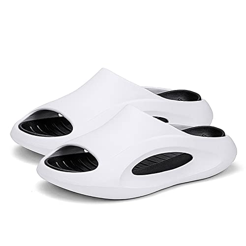 bolukets Badeschuhe Herren Damen Weiche Open Toe Hausschuhe Sommer Rutschfest Sandalen Pantoletten Schnelltrocknend Dusch Cloud Schlappen Strand Badeschlappen für Indoor Outdoor,A-weiß,40/41EU von bolukets